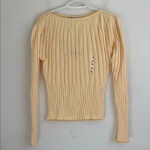 NEW Uniqlo U WOMEN 3D RIBBED BALLOON CREW NECK SWEATER YELLOW